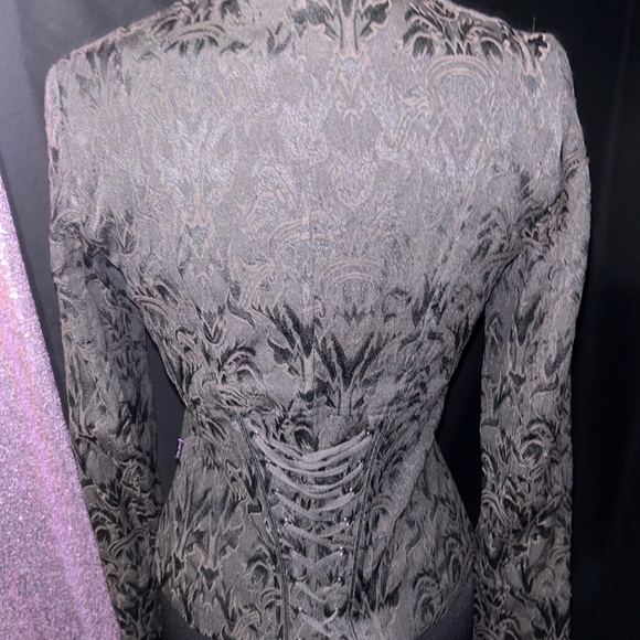 Women's Black Patterned Jacket - Picture 6 of 8